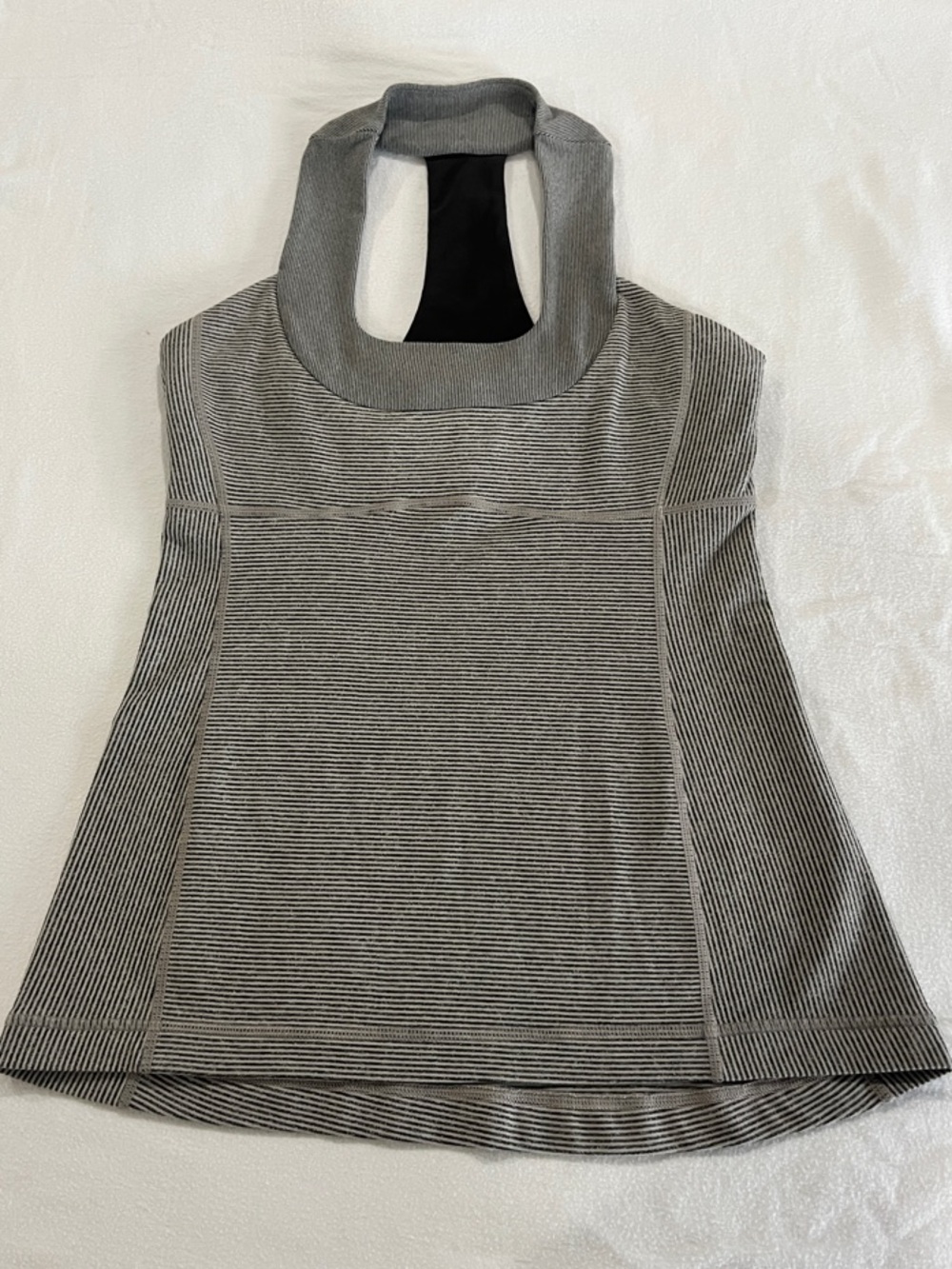 lululemon athletica Gray & Black Striped Funnel Neck Tank